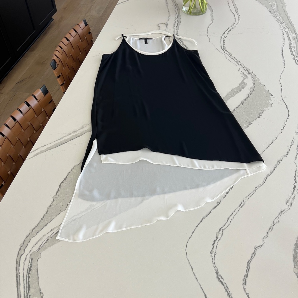 BCBG MaxAzaria High -Low Asymmetrical Slip Dress in black and white- Size M - Picture 4 of 7